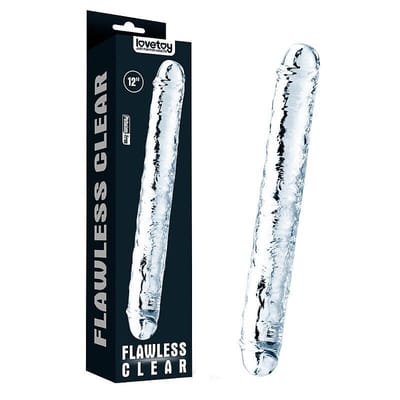 Lovetoy Flawless Clear 12 - Prótese Peniana para Dupla Penetração em TPE com Glande Definida e Veias Salientes - 30 x 3,3 cm