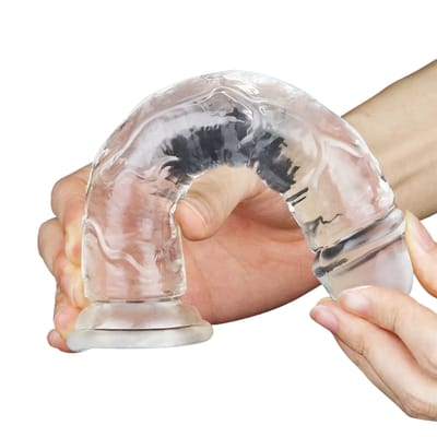 Prótese Peniana Transparente em TPE com Glande Definida, Veias Salientes e Ventosa - Lovetoy Flawless Clear 7.0/7.1 | 16,3 x 3,3 cm