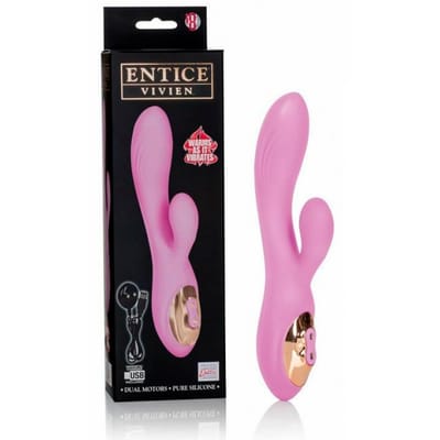 Vibrador Estimulador de Ponto G e Clítoris Recarregável, em Silicone com 7 Modos de Vibrações e Modo Aquecimento - Entice Vivien | 10 x 3,2 cm