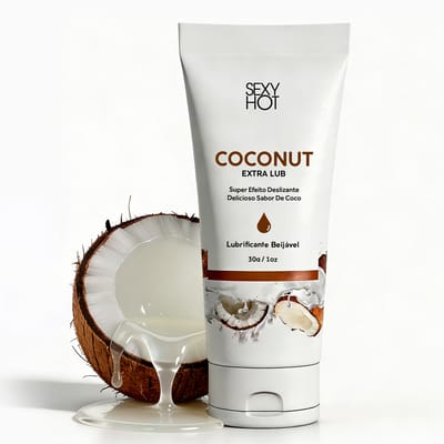 Lubrificante Íntimo Beijável  à Base D'Água Extra Deslizante - Sex Hot Coconut Extra Lub | 30g