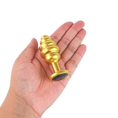 Plug Anal ''M'' Escalonado Dourado Fosco com Joia na Base - Lust Metal Hive Pug | 7,2 x 3,3 cm | Disponível em 11 Cores