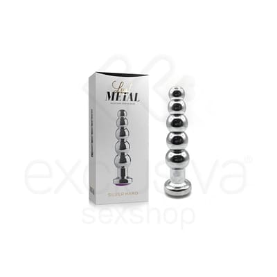 Lust Metal Silver Hard - Plug Anal Anatômico com 5 Esferas em Metal com Joia na Base | Cor: Transparente