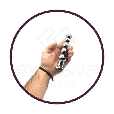 Lust Metal Silver Hard - Plug Anal Anatômico com 5 Esferas em Metal com Joia na Base | Cor: Transparente