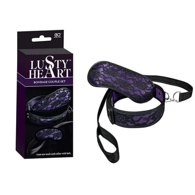 Kit com Coleira e Venda - Lusty Heart Bondage | Disponível em 2 Cores