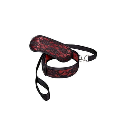 Kit com Coleira e Venda - Lusty Heart Bondage | Disponível em 2 Cores