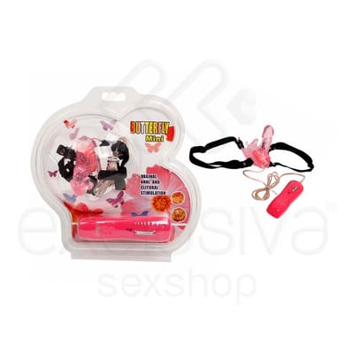 Cinta Estimuladora em Forma de Borboleta com Cápsula Vibratória e Mini Pênis com Glande - Lybaile Butterfly Mini | Disponível em 2 Cores