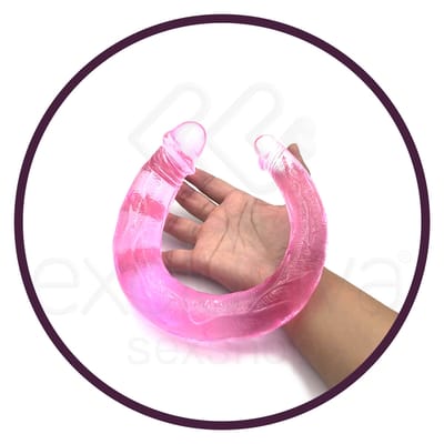 Prótese Dupla em Formato de Pênis Realístico com Glandes e Veias em Jelly - Lybaile Double Dones | Disponível em 2 Cores
