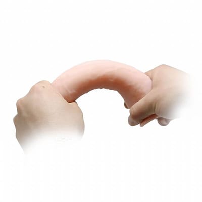 Lybaile - Prótese em Formato de Pênis Cyberskin com Vértebra, Texturas e Ventosa - 15,4 x 3,8 cm