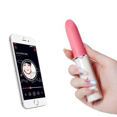 Vibrador em Silicone Recarregável com Forma de Batom, Vibração Multivelocidade e Aplicativo - Magic Motion Lotos | 10 x 2,1 cm