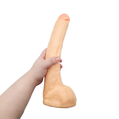 Prótese Peniana Realística Gigante com Veias, Escroto e Base de Apoio - Magic Sexy | 25 x 5,6 cm