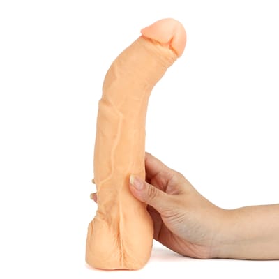 Prótese Realística em Formato de Pênis Curvado com Escroto, Veias e Glande Definida - Magic Sexy | 22 x 5,6 cm