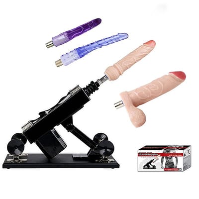 Máquina do Sexo com Multivelocidade, 2 Próteses Penianas, 1 Plug Anal em Jelly e Ventosas - Powerful Driving | Disponivel em 2 Cores
