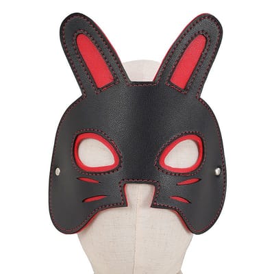 Máscara com Formato de Coelho em Couro Sintético - Sexy Import | 25,5 x 20 cm