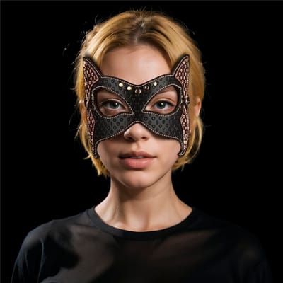 Máscara Gatinha em Couro com Fivela Ajustável e Detalhes - LoveToy Rebellion Reign Cat Mask | Tamanho Único