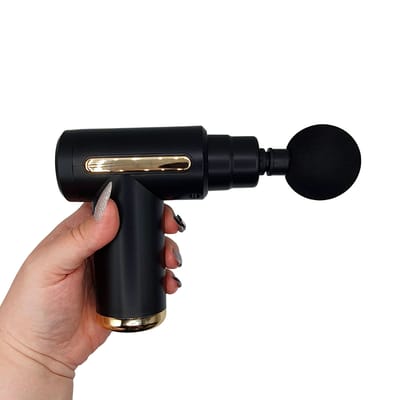 Massageador Corporal Recarregável com 4 Ponteiras Removíveis e 6 Modos de Vibração - Massage Gun | 13 x 13 x 5,2 cm