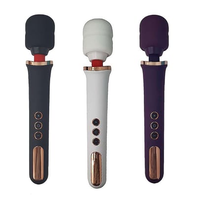 Massageador Recarregável em Silicone com Cabeça Flexível, 10 Modos de Vibração e 5 Modos de Intensidade - Manfly | 33 x 5,6 cm | Disponível em 3 Cores