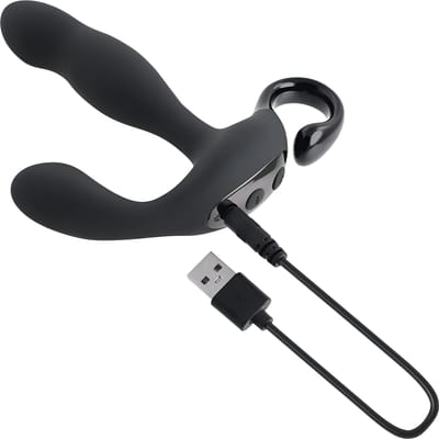 Massageador de Próstata com Estimulador de Períneo em Silicone, 10 Vibrações, Movimentos e Controle Remoto Sem Fio - 10 x 2,6 cm
