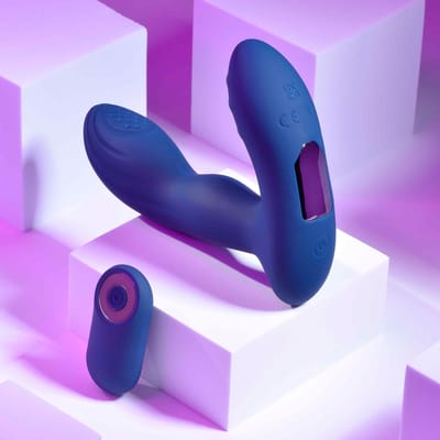 Massageador de Próstata Recarregável em Silicone com 7 Modos de Vibração, Função Aquecimento e Controle Remoto - Evolved Playboy Pleasure Pleaser | 11 x 3,5 cm