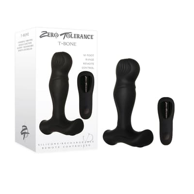 Massageador de Próstata em Silicone com Formato Ergonômico, 7 Modos de Vibração e Controle Remoto Sem Fio - Zero Tolerance T-Bone | 10,3 x 3,6 cm