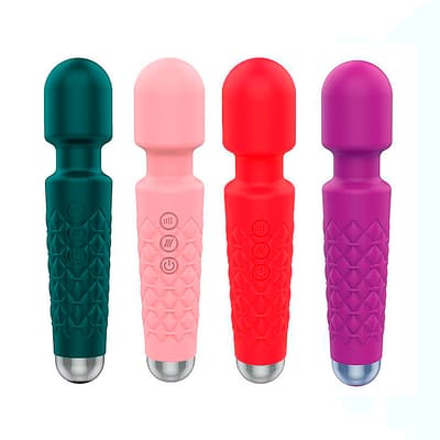 Vibrador Massageador em Silicone com Texturas, 20 Modos de Vibração, 8 Intensidades e Carregamento via Cabo USB - SI | 20 x 4,2 cm | Disponível em 4 Cores