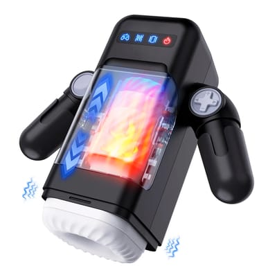 Masturbador em Formato de Robô com 10 Modos de Vibração, 8 Tipos de Movimentos, Função de Aquecimento e Suporte para Celular - Disponível em 2 Cores