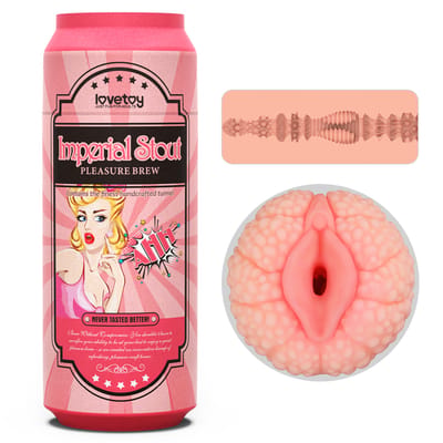 Masturbador Cerveja de Lata Com Formato de Vagina em TPE e Texturas Externas - Lovetoy Pleasure Brew | 16 x 3 cm | Disponível em 2 Cores