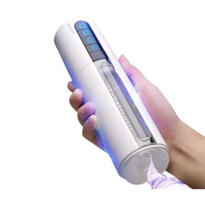 Masturbador Discreto com Forma de Vagina, 7 Modos de Vibração, 6 Modos de Sucção, Simulação de Gemidos e 7 cores de Iluminação - 22 x 5,8 cm | Ailighter Air Jet