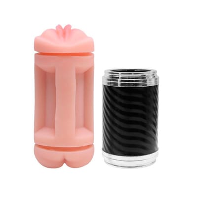 Masturbador Duplo que Simula Sexo Vaginal e Anal com Texturas Interna - Double Entrance | 14,5 x 3 cm | Disponível em 2 Cores