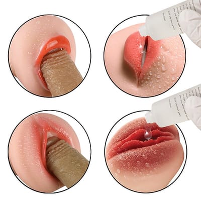 Masturbador Duplo que Simula Sexo Vaginal e Oral com Texturas Interna - SI Passion Lady | 15 x 3,5 cm