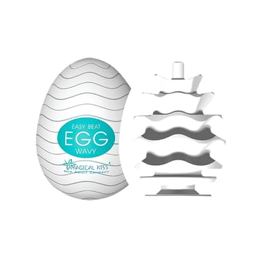 Masturbador em Formato de "Egg" em Silicone com Texturas Emaranhadas - Magical Kiss Wavy | 5,8 x 5 cm