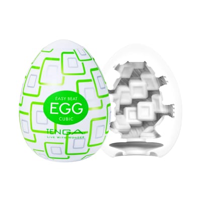 Masturbador em Formato de "Egg" em TPE com Textura Geométrica - Tenga Egg Cubic | 5,8 x 5 cm