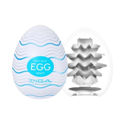 Masturbador em Formato de "Egg" em TPE com Textura Ondulada - Tenga Egg Wavy | 5,8 x 5 cm