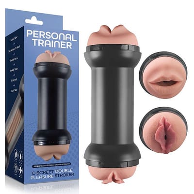 Masturbador em Formato de Halter com Vagina e Boca em TPR - Pulse Cocktails Personal Trainer | 21 x 3 cm