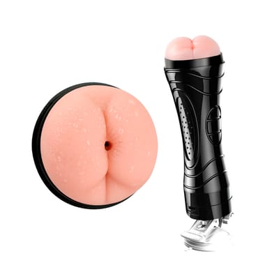 Masturbador Lanterna em Cyberskin com Forma de Ânus, Vibração Multivelocidade e Ventosa - Bussy Vibration | 15 x 3 cm