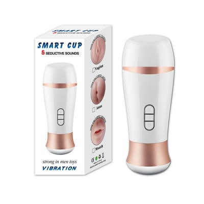 Masturbador Lanterna Recarregável com 5 Tipos de Gemidos e 10 Modos de Vibração - Smart Cup | 20 x 7,6 cm