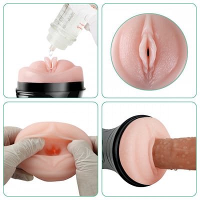 Masturbador Lanterna em TPE com Forma de Vagina, Textura Interna e Base de Ventosa - The Champion Cup | 14,5 x 3 cm