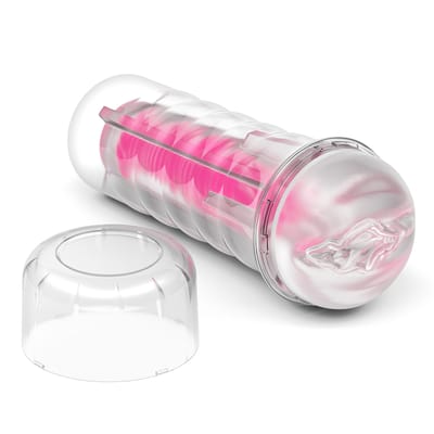 Masturbador Lanterna em TPE Transparente com Formato de Vagina e Efeito Fosforescente - Lovetoy Lumino Play Pink Glow | 18 x 3 cm