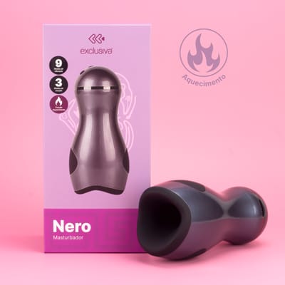 Masturbador em Silicone com 9 Modos de Vibração, Função Aquecimento e 3 Tipos de Sucção - Exclusiva Nero