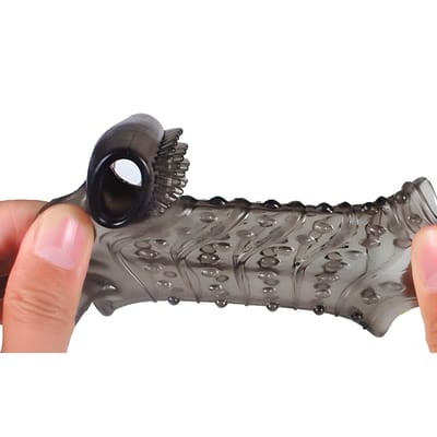Meia Capa Peniana em Silicone com Anel para Escroto, Estimulador de Clítoris e Vibração Única - 6,6 x 3 cm