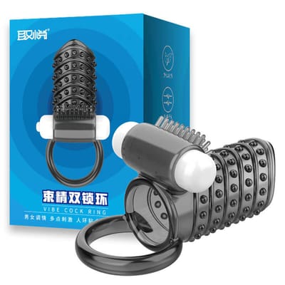Meia Capa Peniana em Silicone com Anel para Escroto, Estimulador de Clítoris e Vibração Única - 6,6 x 3 cm