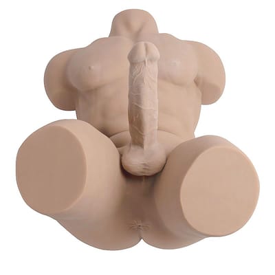 Meio Corpo Masculino com Pênis Vertebrado, Escroto, Ânus e Tanquinho Definido em TPR - 62 x 42 cm | Disponível em 2 Cores