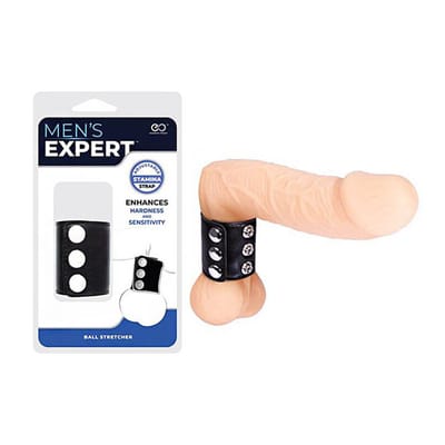 Anel para Testículos em Couro Sintético e Ajustável com 3 Botões - Men's Expert Ball Stretcher