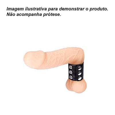 Anel para Testículos em Couro Sintético e Ajustável com 3 Botões - Men's Expert Ball Stretcher