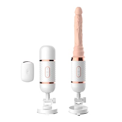 Mini Máquina do Sexo com Prótese Peniana Realista com 7 Vibrações, Movimentos de Vai e Vem, Função Aquecimento, Ventosa e Controle Remoto Sem Fio - Dibe Cyclone Fire
