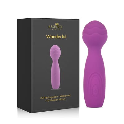 Mini Varinha Mágica em Silicone Aveludado com 10 Modos de Vibração e Carregamento via Cabo USB - Adão & Eva Essence Toys Wanderful