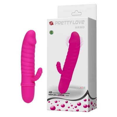 Mini Vibrador de Ponto G em Soft Touch com Estimulador Clitoriano, 10 Modos de Vibração e Resistência a Água - Pretty Love Arnd | 11,5 x 2,5 cm | Disponível em 2 Cores