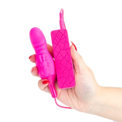 Mini Vibrador Rabbit de Ponto G e Clitóris com 10 Modos de Vibração e Controle Remoto com Fio - Motive Vibrator Bunny | 8 x 3,3 cm