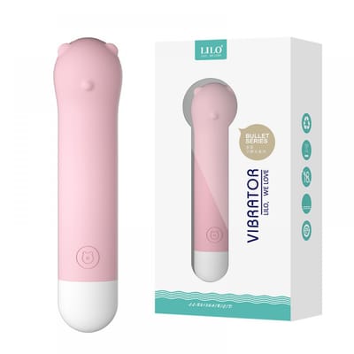 Mini Vibrador Recarregável de Toque Suave, Carinha de Urso e 10 Modos de Vibrações - Lilo Bullet Series | Disponível em 2 Cores