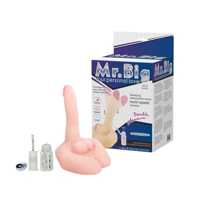 Pênis em TPR com Rotação, Vibração Multivelocidade e Base para Apoio - Mr. Big | 15 x 3,7 cm