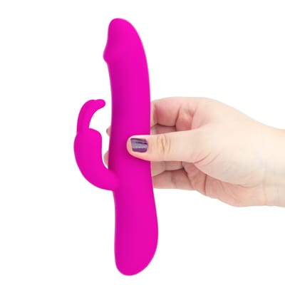 Vibrador Rabbit com Estimulador Clitoriano em Formato de Coelho, 7 Modos de Vibração, 7 Movimentos de Impulso e Resistência à Água - Natural Motion | 12 x 3,5 cm